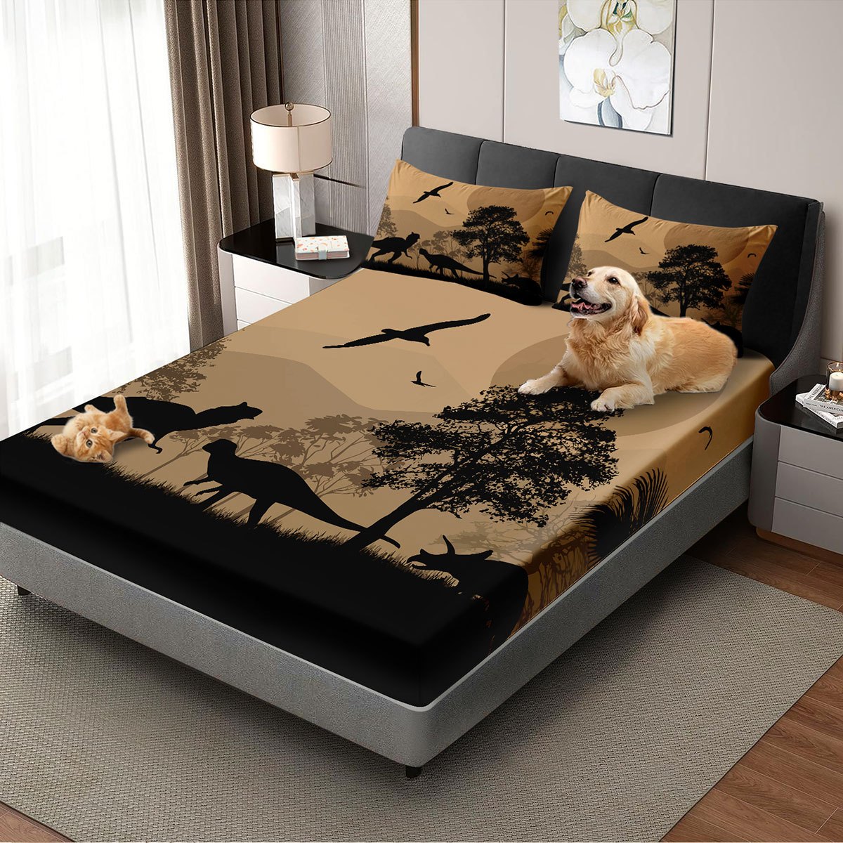 Baby Nursery Bedding - Ochraniacz na materac z motywem dinozaura