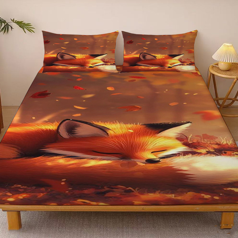 Baby Nursery Bedding - Jesienne Liście Śpiący Uroczy Mały Lis