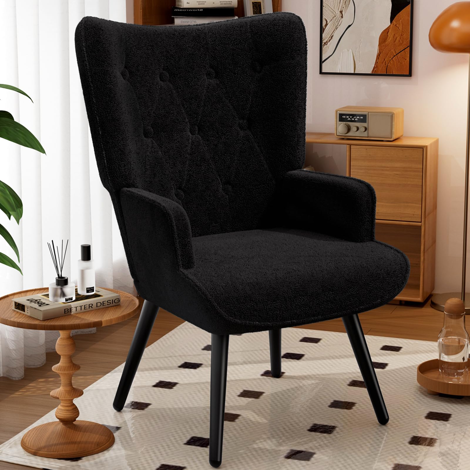 Rocking Chair Nursery - Krzesło akcentujące tapicerowane tkaniną teddy, do