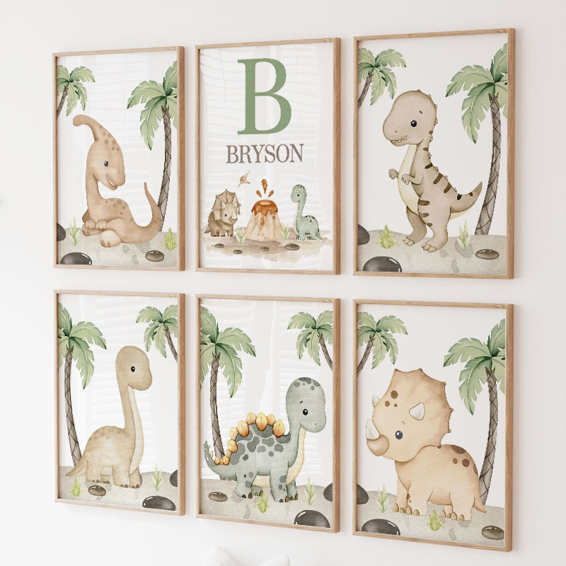 Baby Nursery Jungle - 6 rodzajów neutralnych obrazów na płótnie
