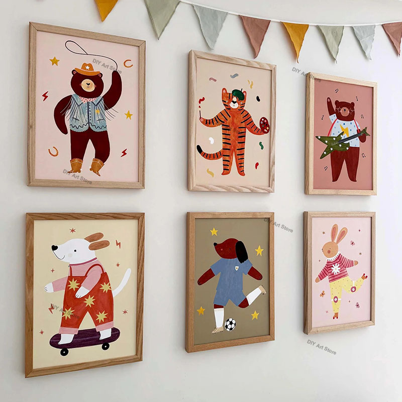 Baby Nursery Pictures - Zabawne kreskówkowe zwierzęta, obraz na płótnie