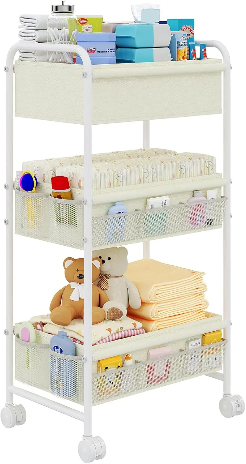 Baby Nursery Cart - 3-poziomowy wózek na pieluchy dla niemowląt,