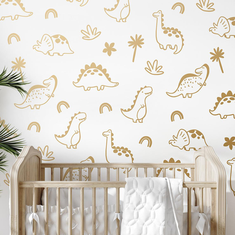 Baby Nursery Jungle - Geometryczne drzewo dinozaura tęczowa naklejka ścienna
