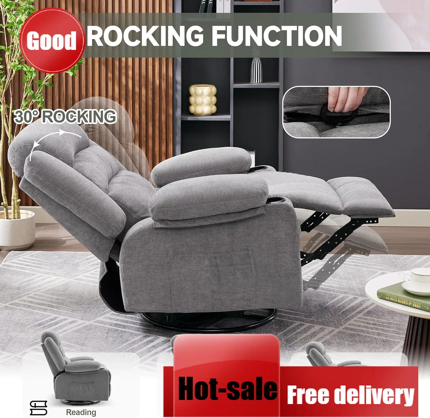 Rocking Chair Nursery - Obrotowy o 360 stopni fotel masujący