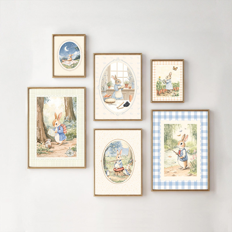Vintage Boho Niebieska Krata K – Baby Nursery Vintage Decor recenzja i cena