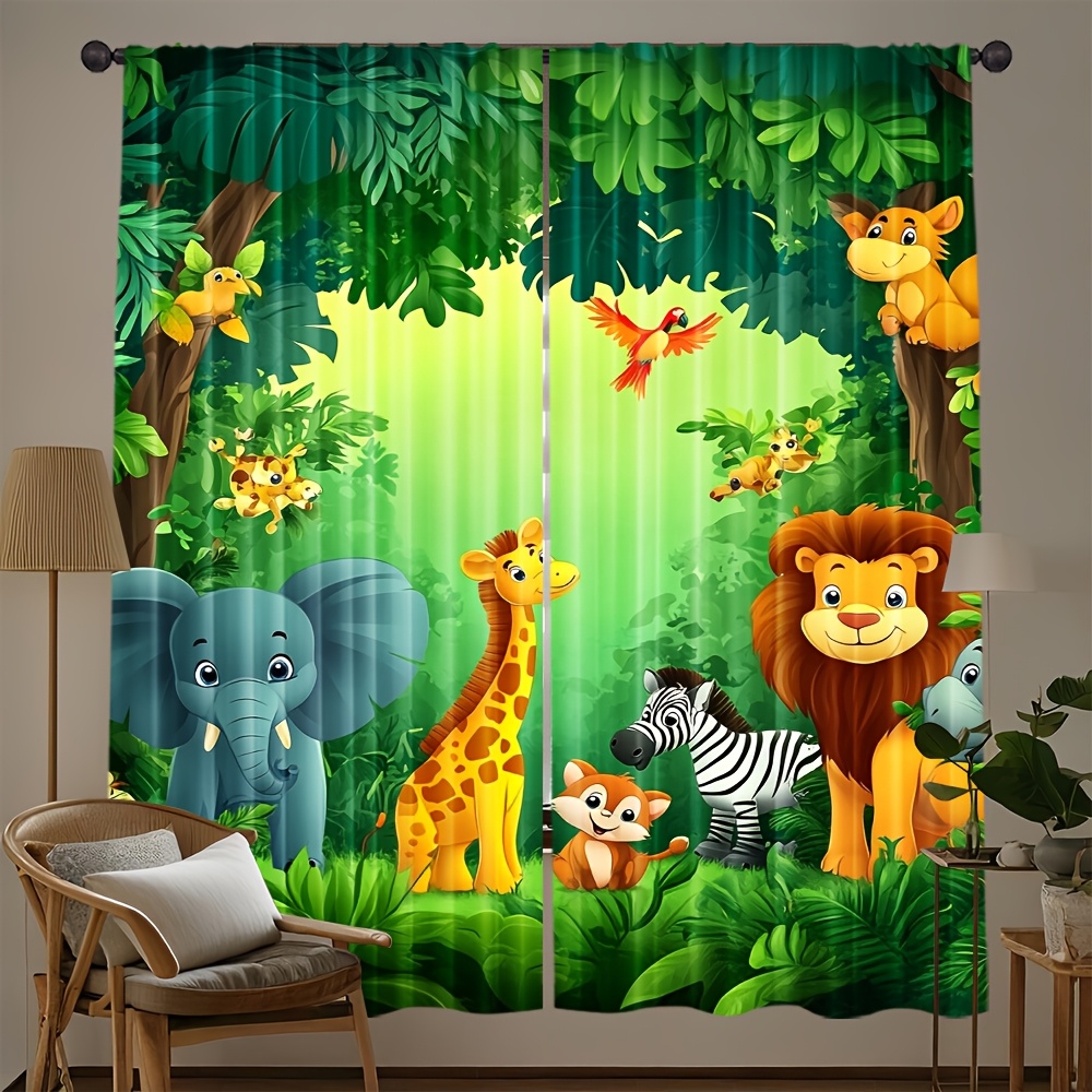 2 szt. Zasłony z motywem kresk – Baby Nursery Jungle recenzja i cena