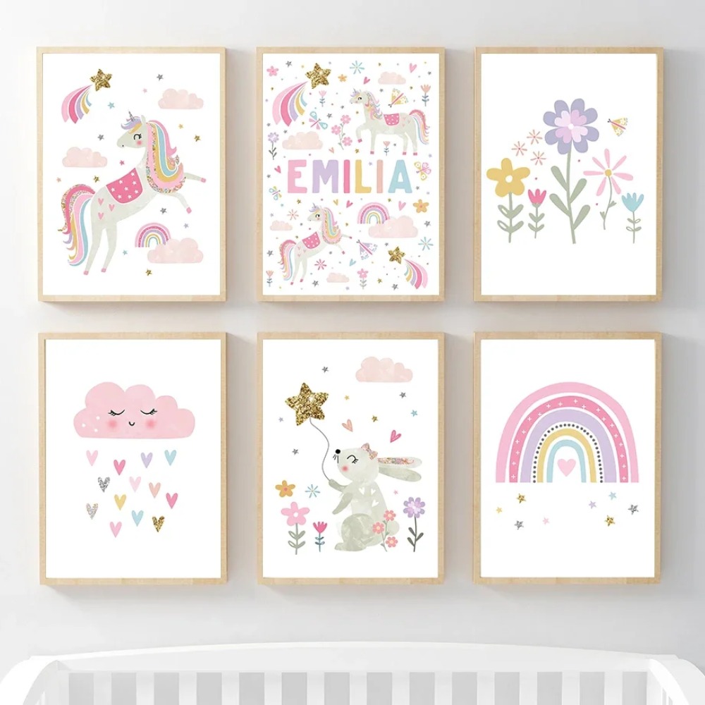 Różowy Jednorożec Królik Tęcza – Baby Nursery Pictures recenzja i cena