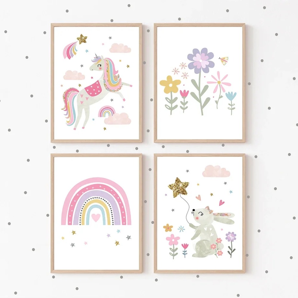 Różowy Jednorożec Królik Tęcza – Baby Nursery Pictures recenzja i cena
