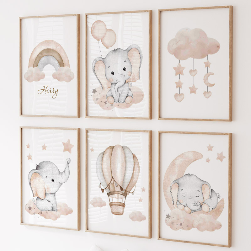Cute Elephant Hot Balloon Moon – Baby Nursery Pictures recenzja i cena