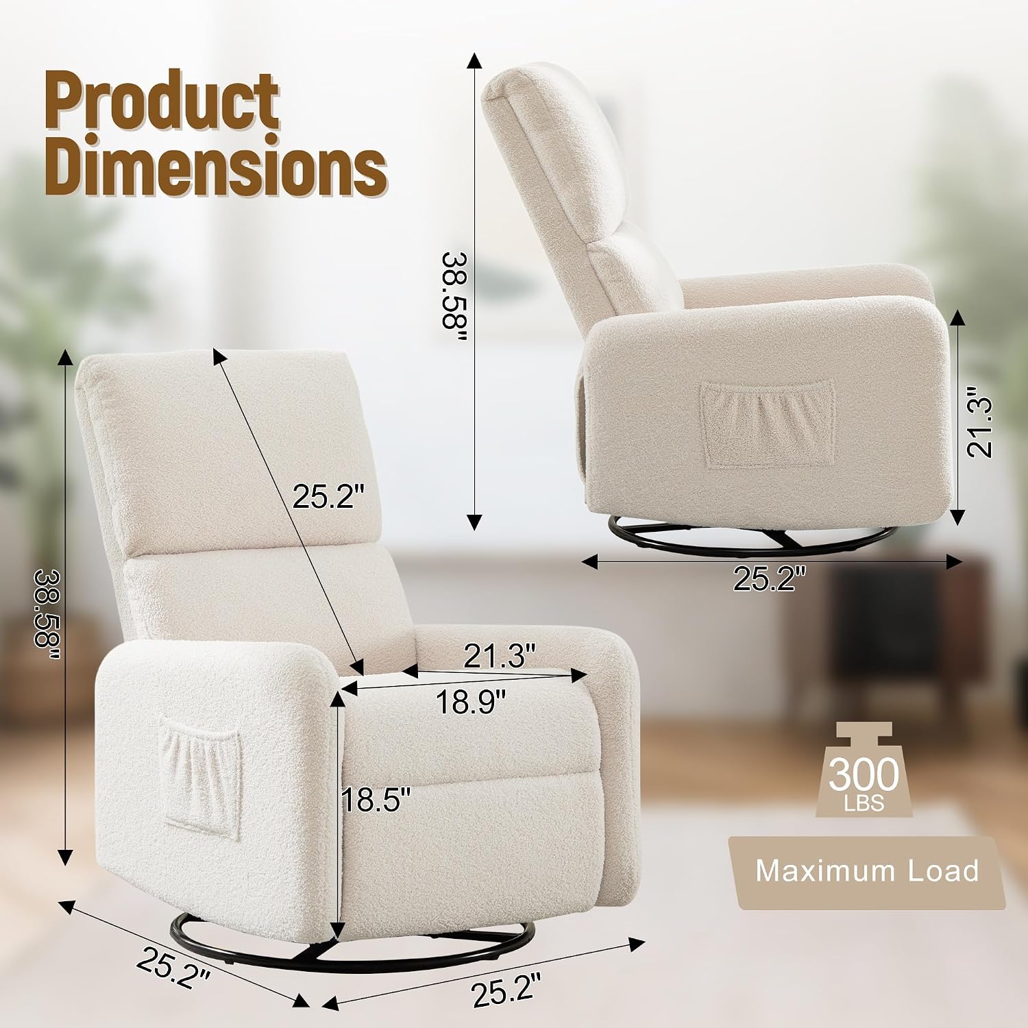 360 °   Fotel bujany, fotel bu – Rocking Chair Nursery recenzja i cena
