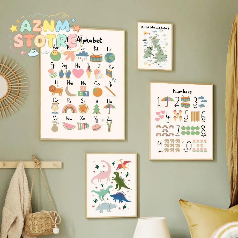 Mapa świata zwierząt, dinozaur – Baby Nursery Pictures recenzja i cena
