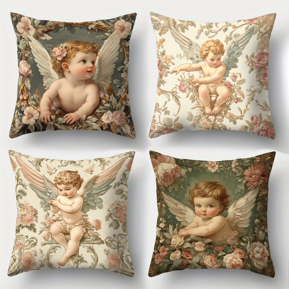 Zestaw 4 poszewek na poduszki  – Baby Nursery Vintage Decor recenzja i cena